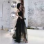 Chic / Beautiful Black Spotted Prom Dresses 2022 A-Line / Princess Square Neckline Sleeveless Backless Floor-Length / Long Prom Formal Dresses