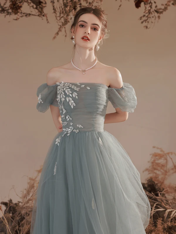 Chic / Beautiful Sage Green Sequins Prom Dresses 2023 A-Line / Princess Square Neckline Short Sleeve Backless Floor-Length / Long Prom Formal Dresses