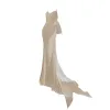 Sexy Ivory Satin Wedding Dresses 2022 Trumpet / Mermaid Spaghetti Straps Sleeveless Backless Bow Sweep Train Wedding