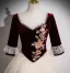 Elegant Burgundy Pearl Sequins Prom Dresses 2024 Ball Gown Square Neckline Short Sleeve Backless Bow Floor-Length / Long Prom Formal Dresses