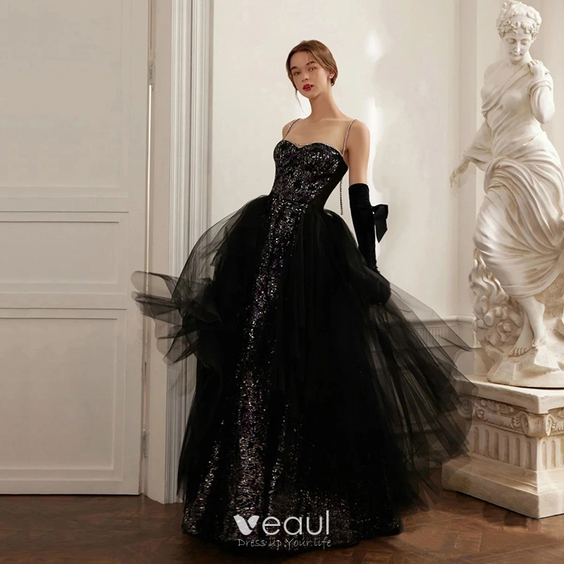 black rhinestone prom dress Glitter Mermaid Black Prom Dress: Ladivine CC4004 Black / 2 main image 1