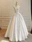 Elegant High-end Ivory Handmade  Beading Lace Flower Satin Wedding Dresses 2026 A-Line / Princess Strapless Sleeveless Backless Floor-Length / Long