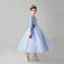 Chic / Beautiful Sky Blue Birthday Sequins Flower Girl Dresses 2023 A-Line / Princess Scoop Neck Bow Sash Long Sleeve Floor-Length / Long Flower Girl Dresses