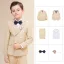 Fashion Beige Long Sleeve Boys Wedding Suits 2022 Coat Pants Shirt Tie Wedding