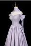Lovely Lavender Rhinestone Prom Dresses 2026 A-Line / Princess Off-The-Shoulder Short Sleeve Backless Floor-Length / Long Formal Dresses