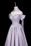 Charmant Lavendel Strass Pailletten Ballkleider 2026 A Linie Off Shoulder Kurze Ärmel Rückenfreies Lange Festliche Kleider