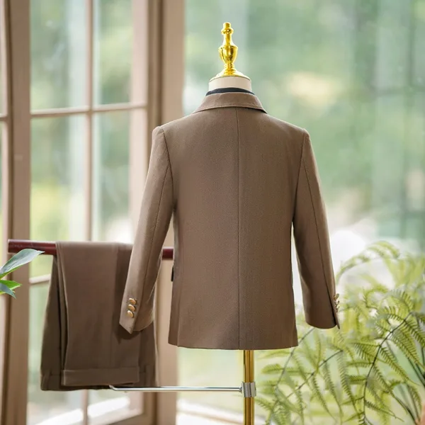Café 5 pièces Manches Longues Costume Garçon Mariage 2025 Manteau Pantalon Chemise Cravate Gilet Mariage
