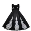 Elegant Black Lace Flower Prom Dresses 2023 Ball Gown Square Neckline Short Sleeve Backless Bow Floor-Length / Long Prom Formal Dresses