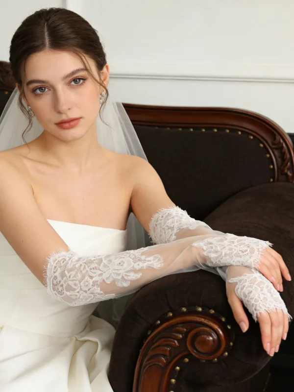 Vintage / Originale Blanche En Dentelle Fleur Mariage Gants Mariage 2026