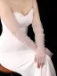 Elegant White Embroidered Letter Graphic Wedding Bridal Gloves 2025 Tulle