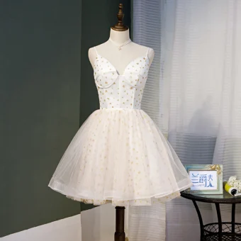Charming Ivory Star Sequins Birthday Party Dresses 2022 A Line Princess Spaghetti Straps Sleeveless Backless Floor Length Long Formal Dresses
