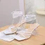 Sexy Blanche Soirée Cristal Sandales Femme Talons Hauts 2022 8 cm Talons Aiguilles Bride Cheville Peep Toes / Bout Ouvert Sandales