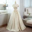 Elegant Champagne Prom Dresses 2022 Ball Gown Off-The-Shoulder Beading Sequins Sleeveless Backless Floor-Length / Long Prom Formal Dresses