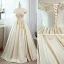 Elegant Champagne Prom Dresses 2022 Ball Gown Off-The-Shoulder Beading Sequins Sleeveless Backless Floor-Length / Long Prom Formal Dresses