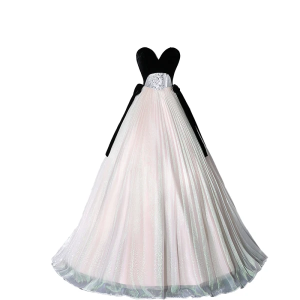 Elegant Black Prom Dresses 2023 A-Line / Princess Strapless Sleeveless Backless Bow Sash Floor-Length / Long Prom Formal Dresses