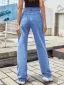 Fashion Women Street Wear Straight Jeans 2021 Ocean Blue Pants Denim Bottoms