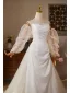 Schöne Weiß Satin Leichtes Brautkleider / Hochzeitskleider 2025 Meerjungfrau Bandeau Ärmellos Rückenfreies Sweep / Pinsel Zug Hochzeit