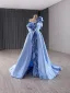 Haut de Gamme Mode Bleu Ciel Perlage Paillettes Robe De Bal 2024 Princesse Une épaule Sans Manches Dos Nu Train De Balayage Promo Robe De Ceremonie