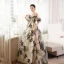 Fashion Champagne A-Line / Princess Prom Dresses 2023 Off-The-Shoulder Short Sleeve Backless Floor-Length / Long Prom Formal Dresses