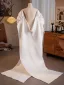 Unusual White Satin Prom shawl 2024 Sleeveless