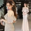 Scintillantes Sexy Champagne Paillettes Robe De Soirée 2022 Trompette / Sirène Bretelles Spaghetti Manches Courtes Dos Nu Longue Soirée Robe De Ceremonie