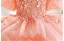 Chic / Belle Rougissant Rose Volants en Cascade Perle Appliques Anniversaire Robe Ceremonie Fille 2025 Robe Boule Encolure Dégagée Manches Courtes Dos Nu Tribunal Train Tulle