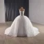 High End Weiß Handgefertigt Perlenstickerei Perle Pailletten Quinceañera Brautkleider / Hochzeitskleider 2025 Ballkleid Bandeau Ärmellos Rückenfreies Kapelle-Schleppe Tülle