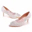 Elegant White Rhinestone Sequins Lace Flower Wedding Shoes 2023 7 cm Stiletto Heels Pointed Toe Wedding Pumps High Heels