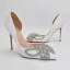 Charmant Weiß Leder Strass Schmetterling Brautschuhe 2022 Spitzschuh 10 cm Stilettos Hochzeit Hochhackige