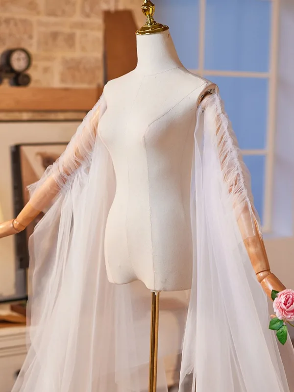 Minimalist White Handmade Tulle Evening Party shawl Accessories 2025