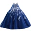 Haut de Gamme Bleu Marine Fait main Perlage Paillettes Appliques Robe De Bal 2023 Robe Boule Bretelles Spaghetti Sans Manches Dos Nu Longue Promo Robe De Ceremonie