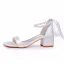 Sexy Weiß Perle Knöchelriemen Schleife Brautschuhe 2024 5 cm Thick Heels Peeptoes Hochzeit Sandaletten Hochhackige