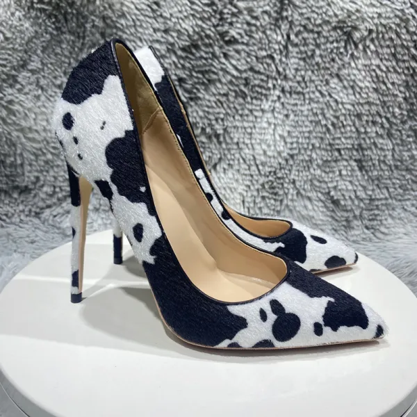 Chic / Belle Blanche Noire Soirée Patchwork Escarpins 2023 12 cm Talons Aiguilles À Bout Pointu Escarpins Talons Hauts