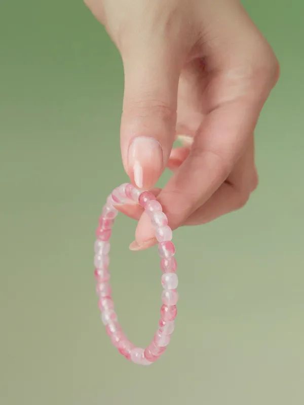 Unusual Blushing Pink Sakura Handmade Natural Crystal Bracelet Accessories 2026