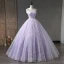 Chic / Belle Lavande Glitter Robe De Bal 2023 Robe Boule Bretelles Spaghetti Sans Manches Dos Nu Longue Promo Robe De Ceremonie