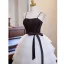 Vintage / Retro Black Beading Cascading Ruffles Graduation Dresses 2024 Ball Gown Spaghetti Straps Sleeveless Backless Bow Sash Tea-length Homecoming