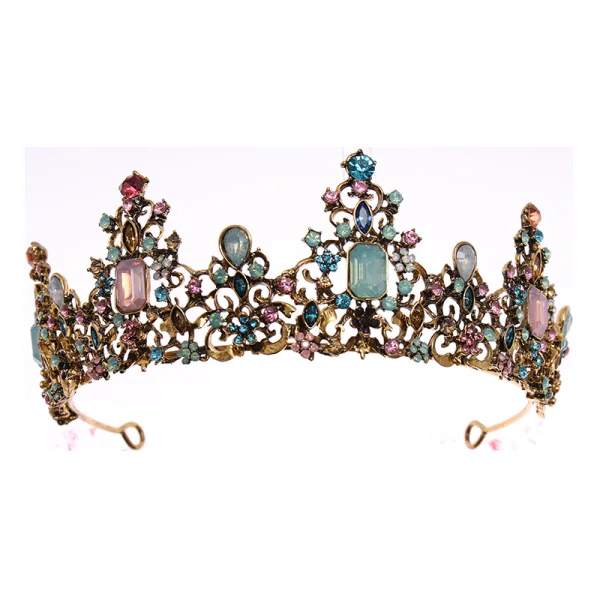 Baroque Multi-Colors Alloy Rhinestone Bridal Hair Accessories Wedding Tiara 2023