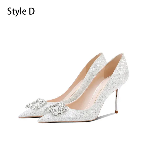 Glitzernden Rosa Strass Pailletten Brautschuhe 2024 8 cm Stilettos Spitzschuh Hochzeit Pumps Hochhackige