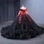 Haut de Gamme Noire En Dentelle Fleur Perlage Paillettes Appliques Tribunal Train Robe De Bal 2024 Robe Boule Encolure Dégagée Manches Longues Promo Robe De Ceremonie