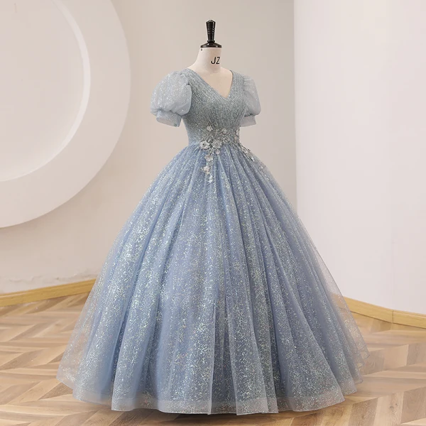 blue burberry dress Blue Satin Long Prom Dress with Big Bow, Blue A-Line Evening Party Dre main image 1