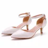 Modest / Simple Gold Street Wear Womens Sandals 2023 Ankle Strap 5 cm Stiletto Heels Pointed Toe Sandals High Heels