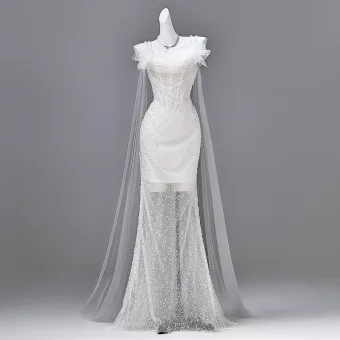 Sparkly White Beading Pearl Sequins Evening Dresses 2026 Trumpet Mermaid Spaghetti Straps Sleeveless Backless Floor Length Long Formal Dresses