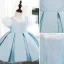 Chic / Beautiful Sky Blue Birthday Short Flower Girl Dresses 2022 Ball Gown Scoop Neck Puffy Short Sleeve Flower Girl Dresses