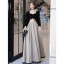 Elegant Black Velour Evening Dresses 2023 A-Line / Princess Square Neckline Long Sleeve Floor-Length / Long Evening Party Formal Dresses