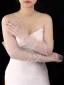 Elegant White Embroidered Letter Graphic Wedding Bridal Gloves 2025 Tulle