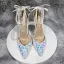 Charming Royal Blue Sequins Evening Party Womens Sandals 2022 12 cm Stiletto Heels Ankle Strap Pointed Toe Womens Shoes High Heels