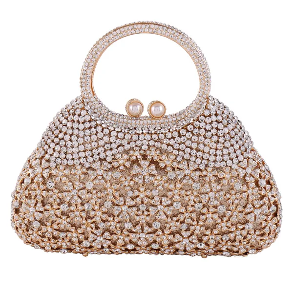 Mode Doré Percé Perle Faux Diamant Soirée Pochette 2022