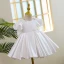 Audrey Hepburn Style Ivory Beading Appliques Birthday Flower Girl Dresses 2022 Ball Gown Satin Scoop Neck Puffy Short Sleeve Short Flower Girl Dresses