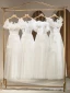 Modest / Simple White Appliques Bridesmaid Dresses 2024 A-Line / Princess Short Sleeve Backless Floor-Length / Long