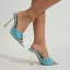 Fashion Summer Pool Blue Street Wear Casual Womens Sandals 2022 Rhinestone 11 cm Stiletto Heels Open / Peep Toe Sandals High Heels